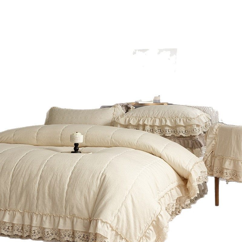 Foreign Trade French Lace Cotton and Linen Bed Cover Three-Piece Set Multi-Functional Cotton and Linen Summer Quilt Four-Piece Quilted Quilt Cover