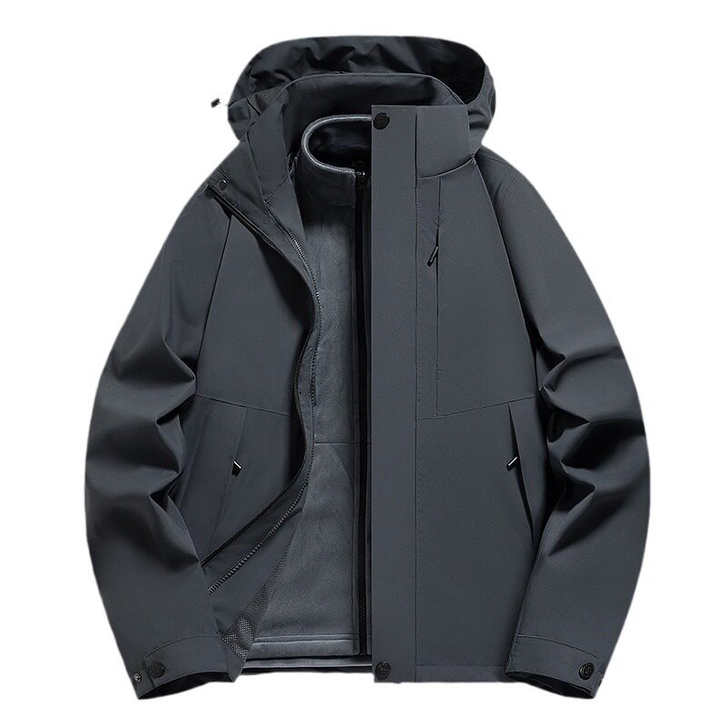 Couple's Same Style Heat-Sealed Waterproof Jacket Men's Two-Piece Set Solid Color Versatile Outdoor Travel Anti-Scratch Wear-Resistant Women's Jacket