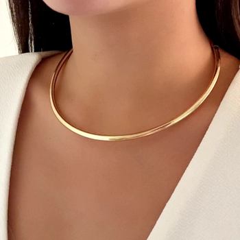 European and American Cross-Border Jewelry Punk Glossy Ring Cold Style Collarbone Chain Niche Simple Choker Necklace