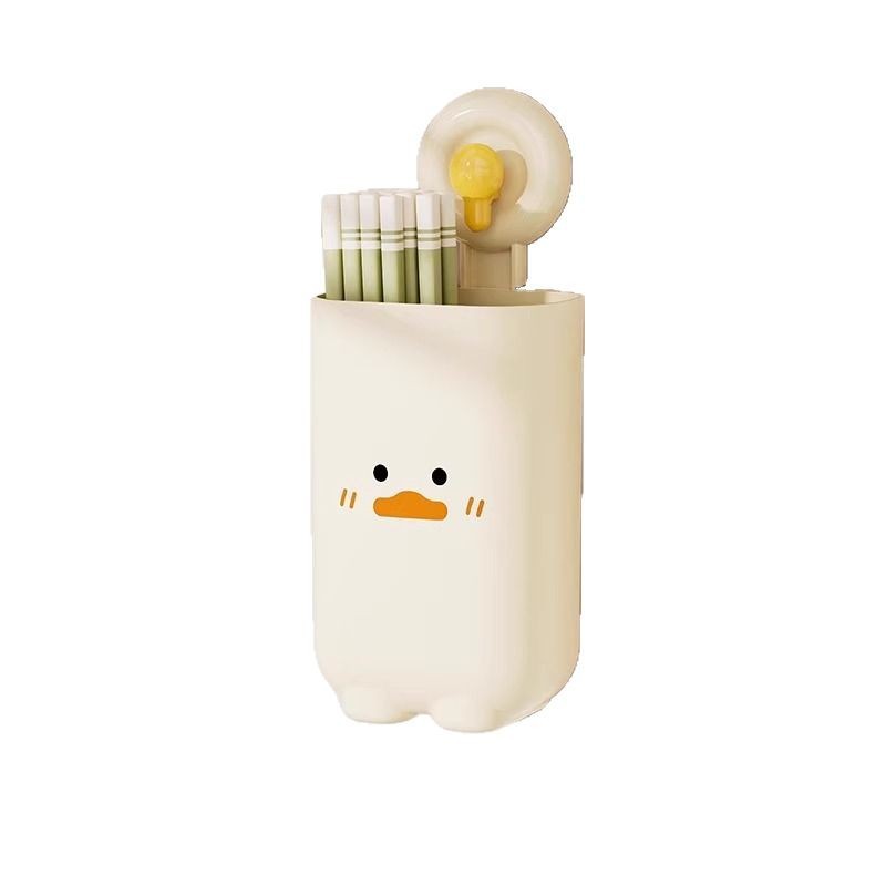 Kitchen Suction Cup Chopstick Holder, No-Drill Wall-Mounted Spoon and Chopstick Storage Box, Cartoon Cute Wall Suction Cup Chopstick Cage