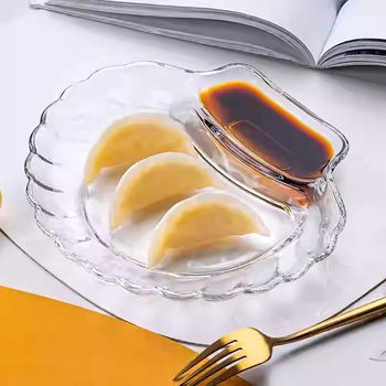 Multi-functional Dip Dumpling Plate with Vinegar Plate Dumpling Plate High Value Fruit Plate Shell Breakfast Plate Dish