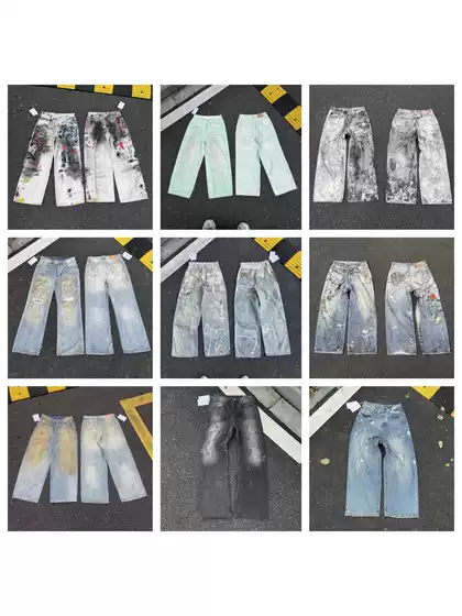 Foreign Trade Acn 1 Jeans, Loose Low-Rise Wide-Leg Ac Jeans, Distressed Unisex American-Style Trendy Long Pants