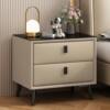 Leather Bedside Table Modern Simple Home Light Luxury Small Multi-Functional Solid Wood Bedroom Storage Bedside Cabinet Storage Cabinet
