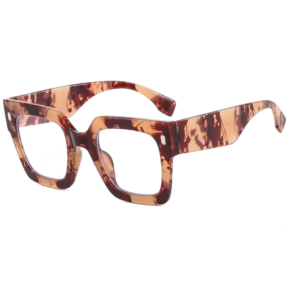 Amazon's New Square Large Frame European and American Style Decorative Glasses Frame Female Internet Celebrity Street Photography Personalized Anti-Blue Light Flat Mirror