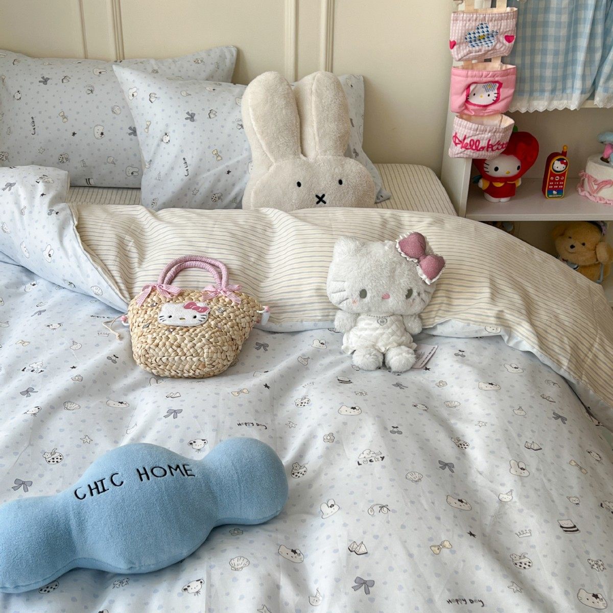 Cute Four-Piece Bedding Set, Pure Cotton, 2025 New Style, Bed Sheet, Duvet Cover, Quilt Cover, Fitted Sheet, Three-Piece Set for Student Dormitory