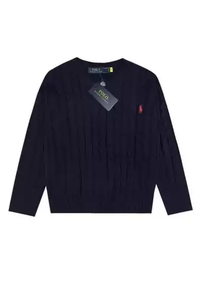 RL Ralph Lauren embroidered pony cable knit sweater crewneck pullover casual versatile old money style