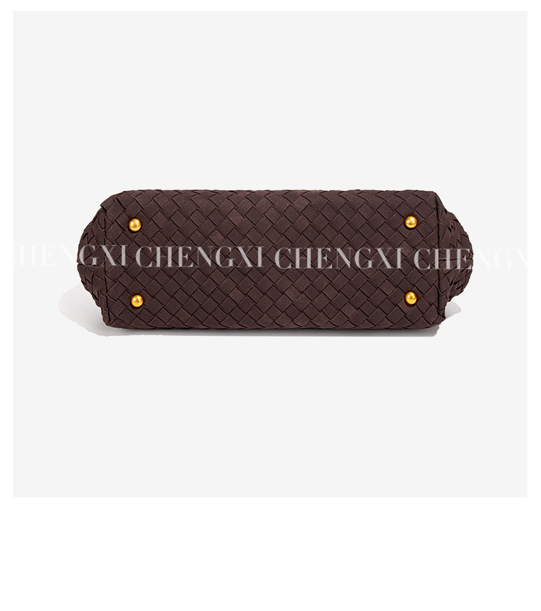 Túi xách nữ dáng vỏ sò đeo chéo dây bện phong cách cổ điển — năm 2409 # màu xám ấm áp, Nhà máy riêng có thể được tùy chỉnh