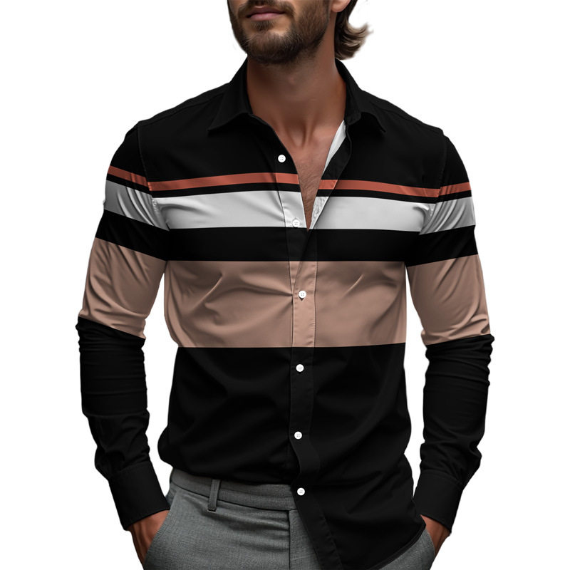 Simple men's shirt spring single-breasted lapel design shirt new 2025 new summer wear