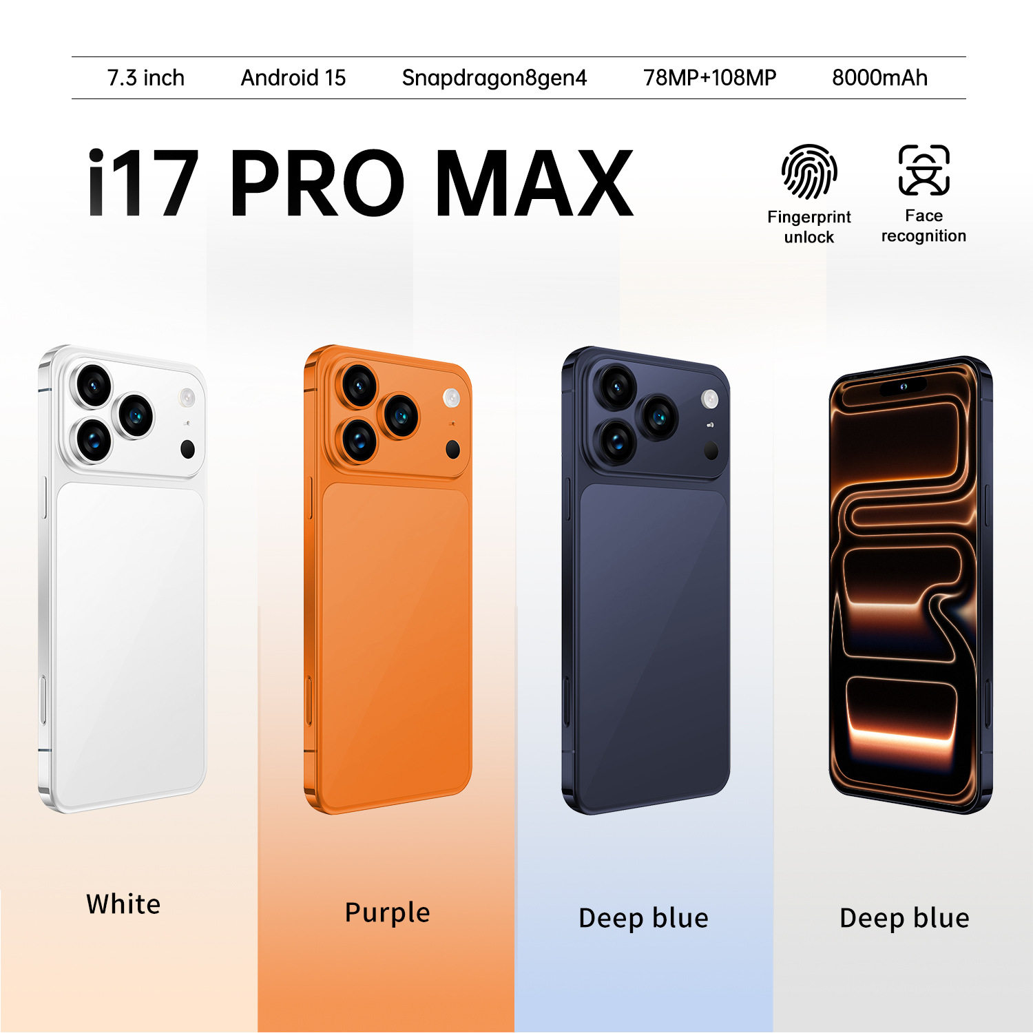 I17promax跨境7.3英寸高清屏安卓2+16G全球通智能手机4核低价现货