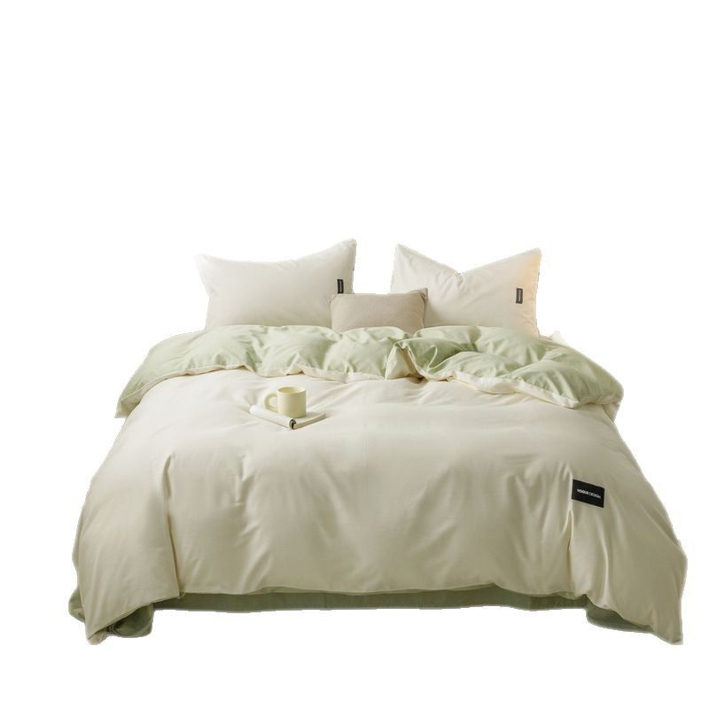 Japanese Style 100% Pure Cotton Four-Piece Set Simple Long-Staple Cotton Bed Sheet Duvet Cover Muji Style Student Dormitory Three-Piece Set 4