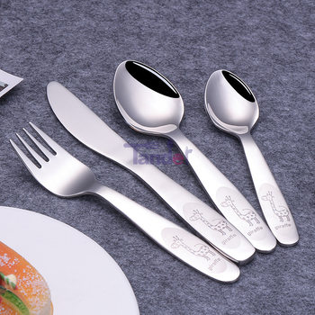German food grade 304 stainless steel Children's Western tableware steak knife fork spoon baby food spoon spot wholesale