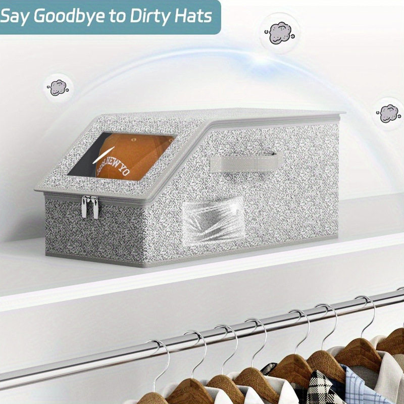 Hat Storage Box Dustproof Storage Box Zipper Box Hat Large Capacity Stackable Baseball Cap Storage Box