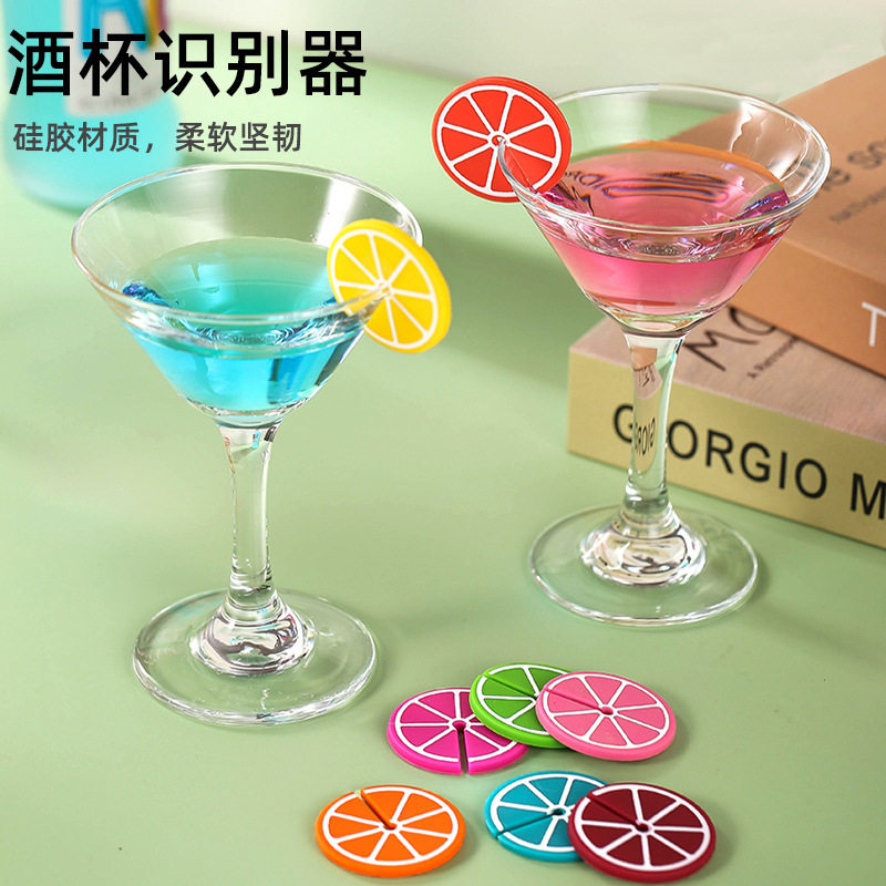 Creative Silicone Lemon Wine Glass Marker Party Wine Glass Beverage Identifier Cup Distinguishing Marker Eight Each Set