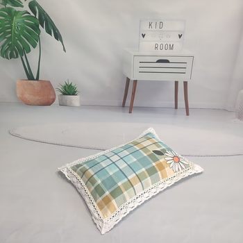 30/50cm l old coarse cloth lace pillowcase Plaid children cartoon pillow Square