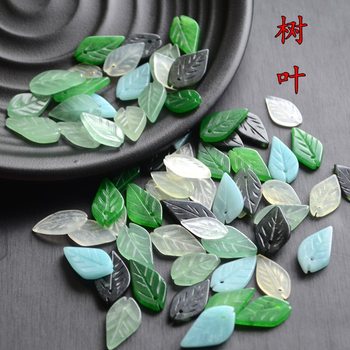 Natural Dongling Jade Dry Green Jade Xiuyu Black Green Jade Leaves DIY Accessories Bracelet Necklace Earrings Hairpin Accessories