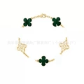 Emerald diamond gold-five flower bracelet