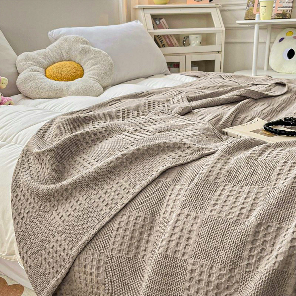 Cotton Jacquard Thread Blanket Office Nap Blanket Summer Skin-Friendly Air-Conditioning Blanket Multi-Purpose Cotton Blanket