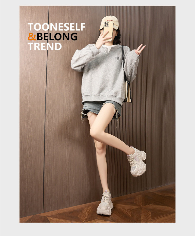 Giày sneaker nữ chạy bộ mesh thoáng đế dày êm ái — Trắng, Cam, Xám chi tiết 14