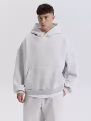 Cross-Border Fleece Heavyweight Sweatshirt Men's Solid Color Couple Pullover Jacket Loose Mid-Length European and American Trendy Brand Top
