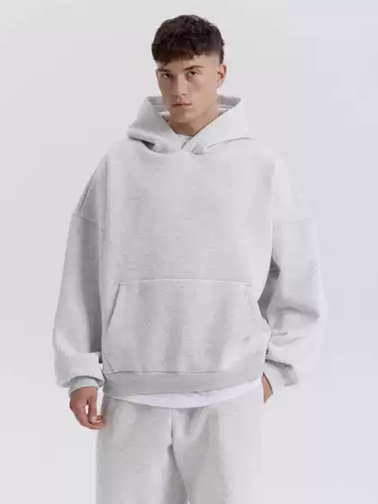 Cross-Border Fleece Heavyweight Sweatshirt Men's Solid Color Couple Pullover Jacket Loose Mid-Length European and American Trendy Brand Top