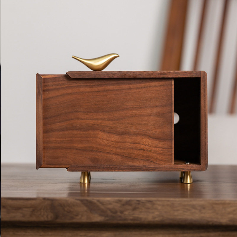 Black Walnut Tissue Box Living Room Coffee Table Tissue Box Napkin Box Storage Box Solid Wood Tissue Box Light Luxury Style
