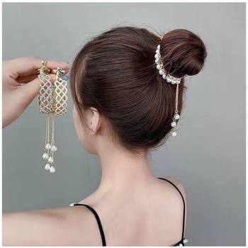 High ponytail anti-collapse artifact grab clip tassel ponytail Buckle advanced sensitive ball head fixed hair Chuck hair clip headdress