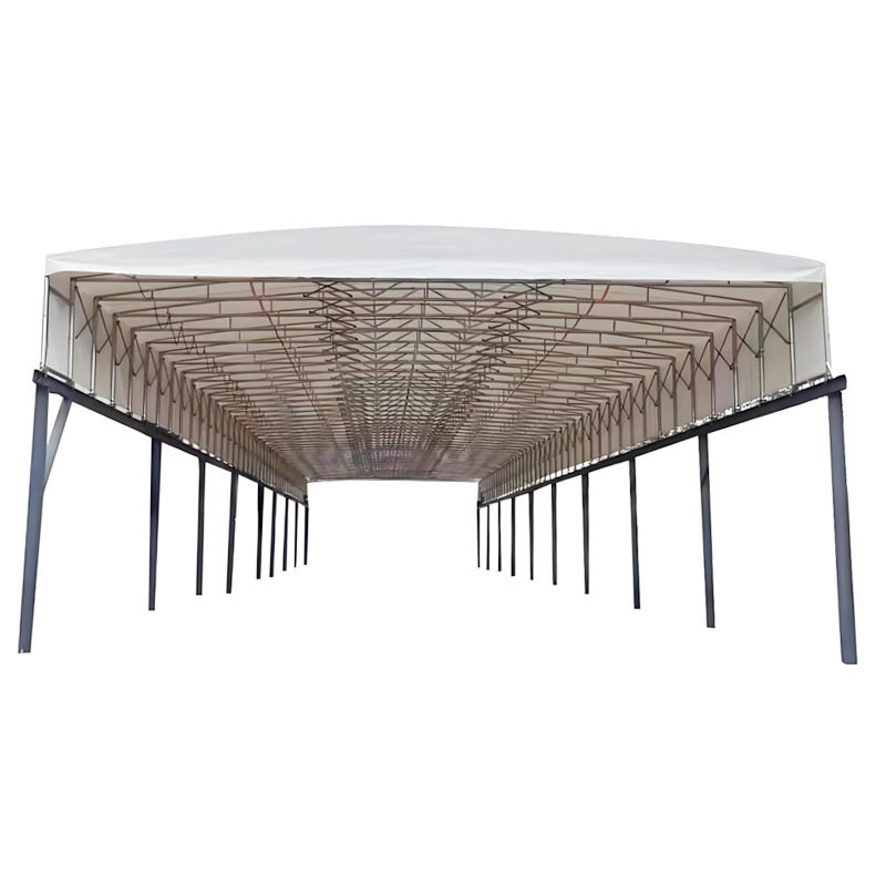 架空型篮球场电动雨棚工厂过道活动推拉篷户外移动雨棚伸缩遮阳蓬