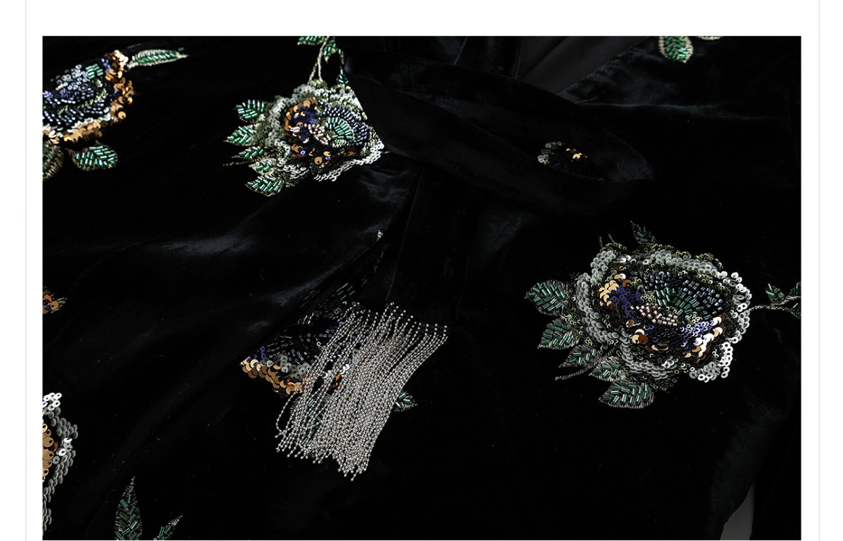 Áo khoác dạ thêu sequin dáng rộng cổ chữ V nữ — Áo khoác ruy băng vàng đen (Giao hàng trong 7 ngày), Áo khoác ruy băng vàng đen (giao hàng trong ngày)