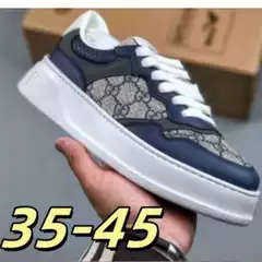 European Cross-Border New g Brand Biscuit Shoes Gucc Genuine Leather Thick-Soled Fashion Casual Leather Shoes for Men and Women Height-Increasing Sneakers