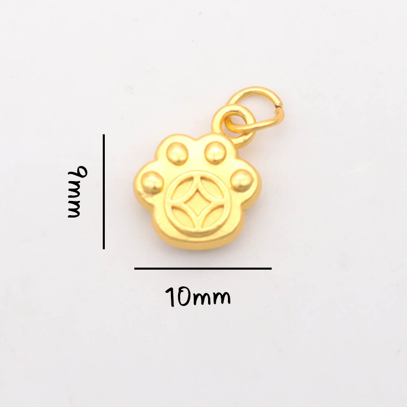 平安喜乐沙金吊坠挂件diy手链手串配件古法金小福牌铃铛串珠配饰