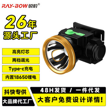 Headlight Night Fishing Outdoor Strong Light Fishing Charging Multifunctional Super Bright Head-Mounted Super Long Endurance Small Flashlight Long Range