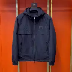 2024 Men's Jacket with Hood, Slim Fit, Simple Style, Windproof Workwear, Mid-Length, Versatile, Long Sleeves