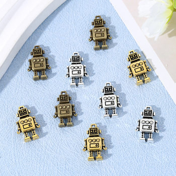 in stock Mini Robot Pendant DIY Zinc Alloy Jewelry Accessories Pendant Necklace Earrings Bracelet Accessories Material