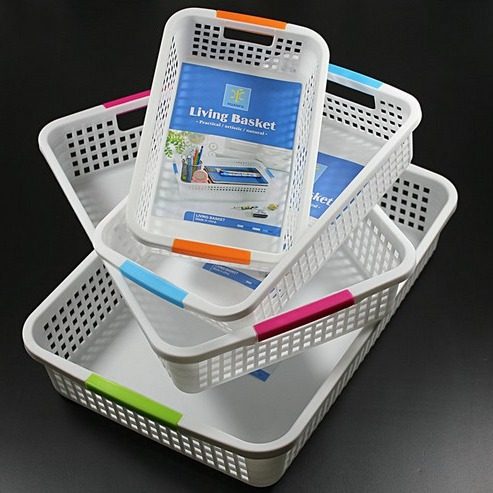 Large, Medium and Small Plastic Basket Storage Basket Rectangular Vegetable Washing Basket Toy Sundries White Storage Basket