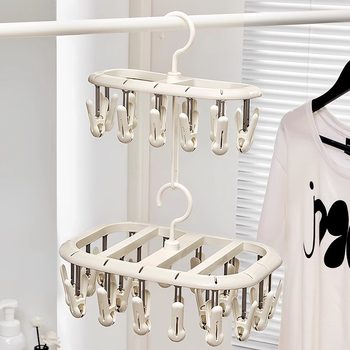 Household Sock Drying Rack with Multiple Clips, Underwear Drying Rack, Baby Clothes Hanger with Clips, Storage and Drying Tool for Socks