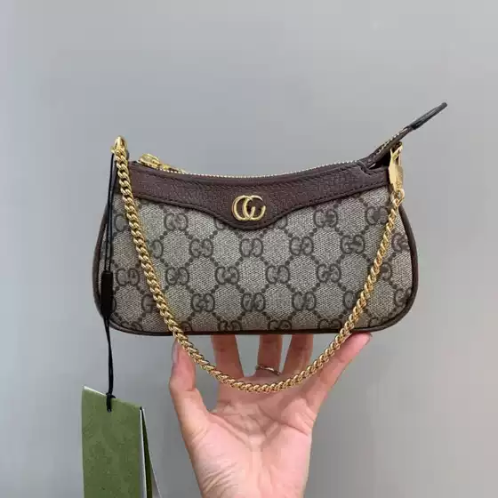 New Classic G Family Printed Underarm Bag Old Flower Genuine Leather Women's One-shoulder Crossbody Bag Cowhide All-match with logo