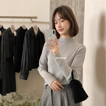 Imiss Autumn Korean Minimalist Style Basic Versatile Slimming Half Turtleneck Knitted Sweater for Women H01233