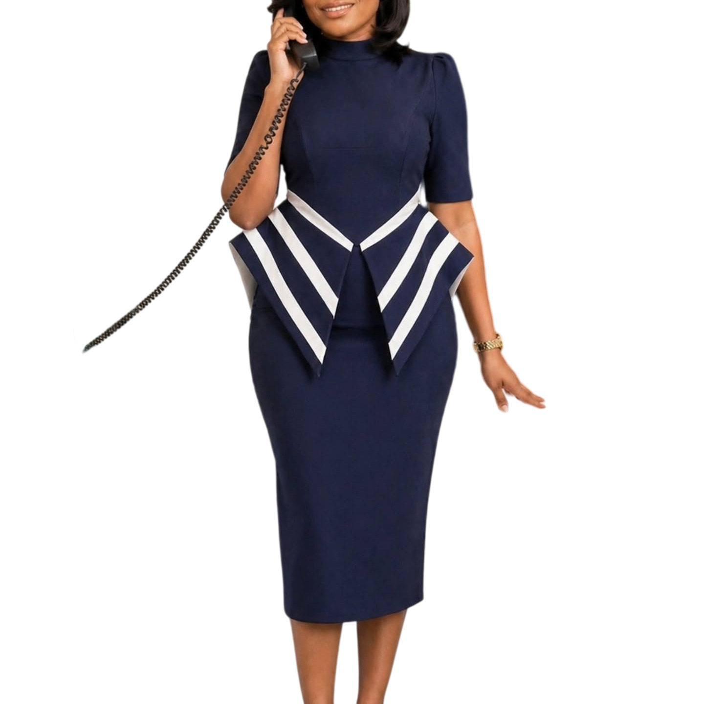 Elegant OL Bodycon Dress Fashionable 5 Point Sleeve Suitable for African and European Styles Wholesale Available