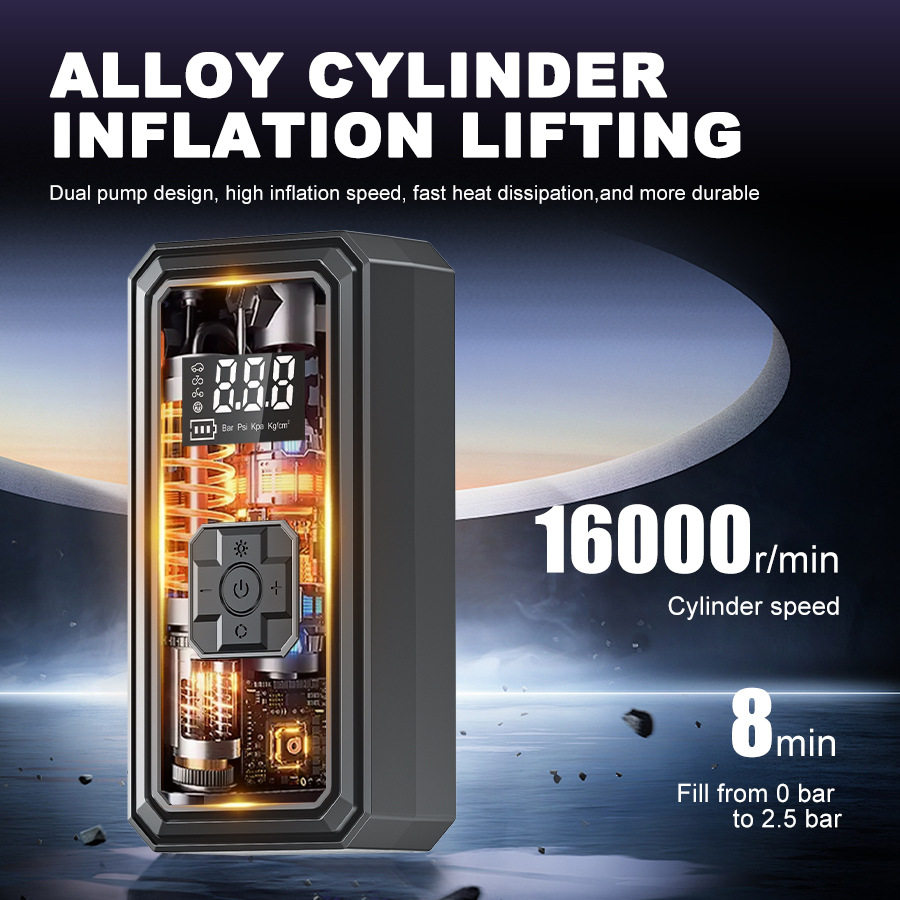 Car Air Pump Small Car Air Pump Electric Portable with Lighting Digital Display Inflatable Pump Electric Air Pump