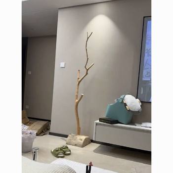 Floor-Standing Coat Rack with Natural Wood Branches for Hanging Clothes and Bags, Decorative Ins-Style Store Hotel Coat Rack for Guesthouses, Bedroom, and Living Room