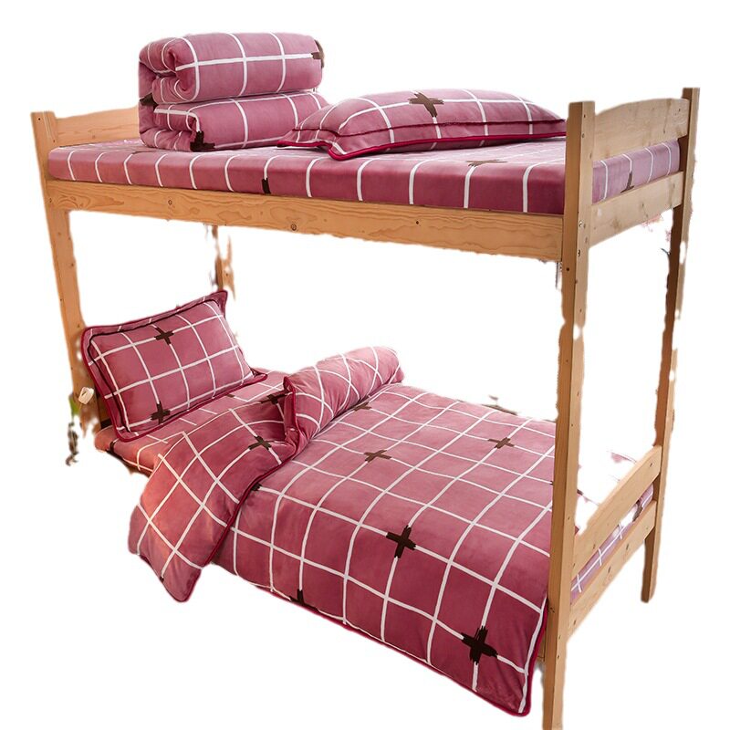 Wholesale Winter Thickened Milk Velvet Three-Piece Dormitory Bunk Bed Double-Sided Milk Velvet Quilt Cover for Student Dormitories