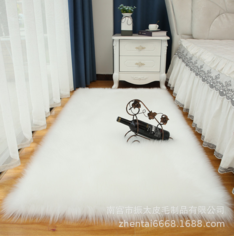 Imitation Wool Leather Carpet Living Room Home Carpet White Plush Children's Mat Bay Window Bedroom Fluffy Mat Carpet