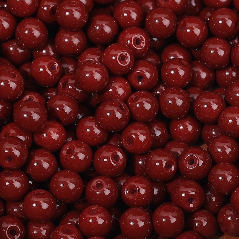 玻璃仿玉圆珠纯色散珠手工diy玉髓手链项链散珠子琉璃珠饰品配件