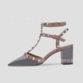 Haze blue patent leather 6cm thick heel