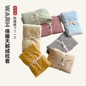 Japanese Style Unprinted Velvet Pillowcase Good Product Pillow Cover Solid Color Warm Soft Product Pillowcase Pair