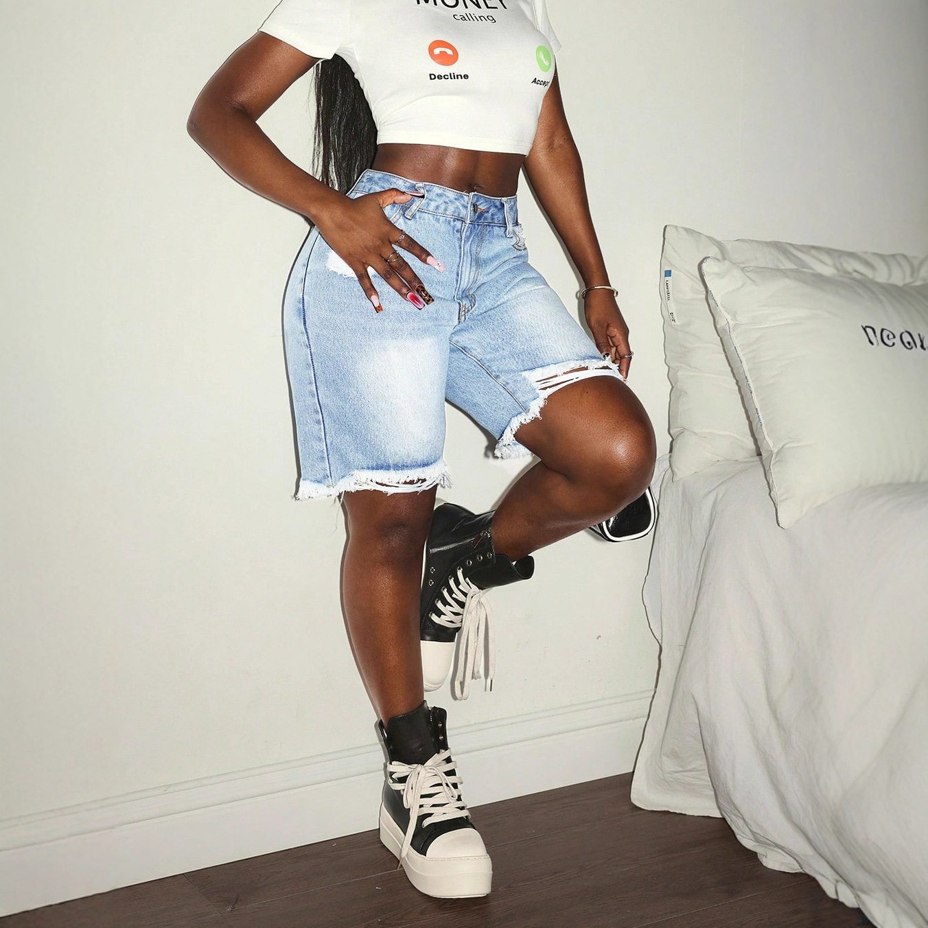 Womens Distressed Denim Shorts Frayed Hem Casual Style Perfect for Summer Wholesale Available