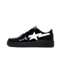 Black white star patent leather