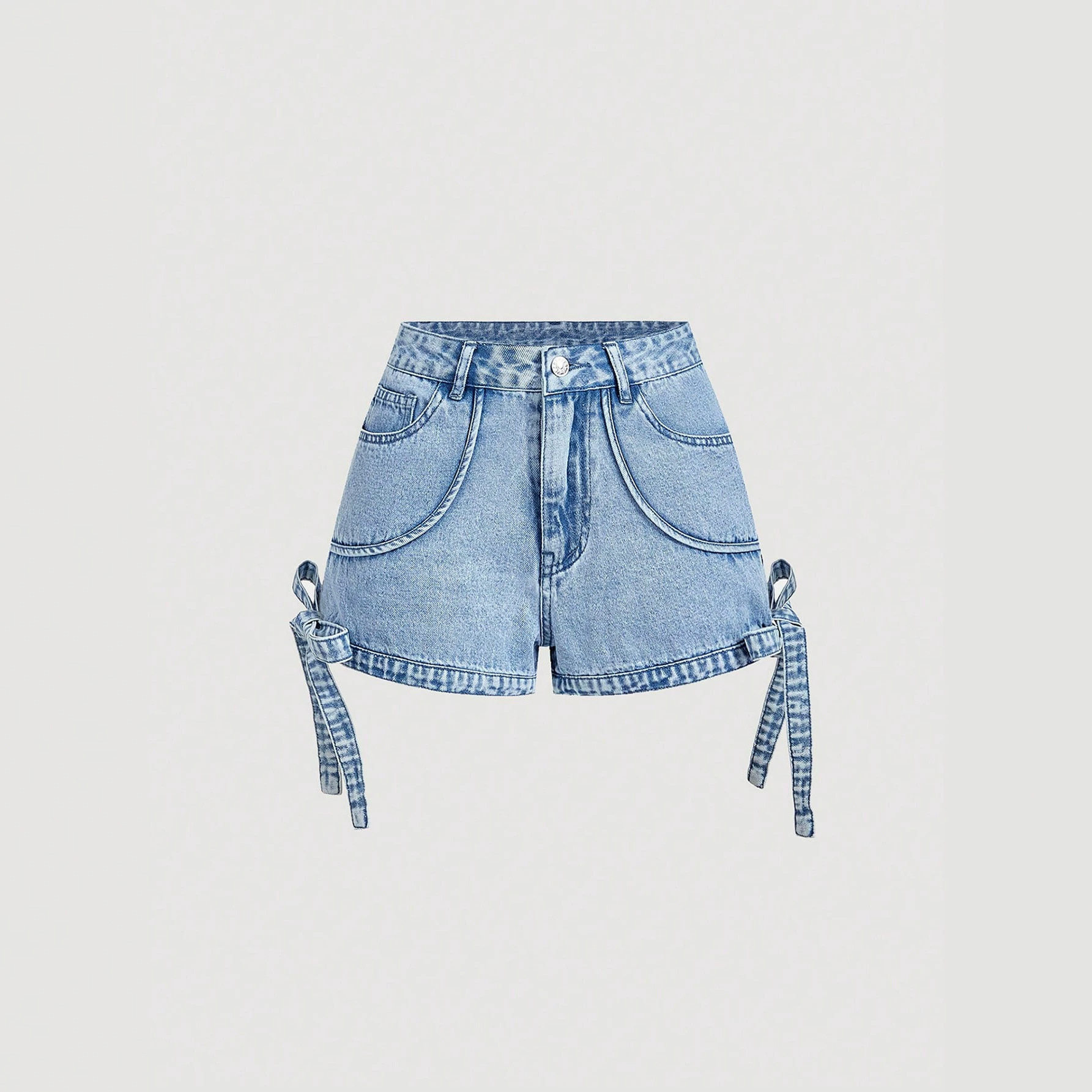 Casual Womens Denim Shorts Slim Fit Drawstring Design Versatile Style Perfect for Summer Ready to Ship