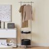 Light Luxury Floor-Standing Clothes Drying Rack, Stylish and Movable Stainless Steel Clothes Rack, Simple Storage Coat Rack for Office Areas