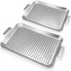 In-Stock Square Stainless Steel Food-Grade Barbecue Plate with Holes for Oil Drainage, Suitable for Cassette Stoves, Outdoor Multi-Use